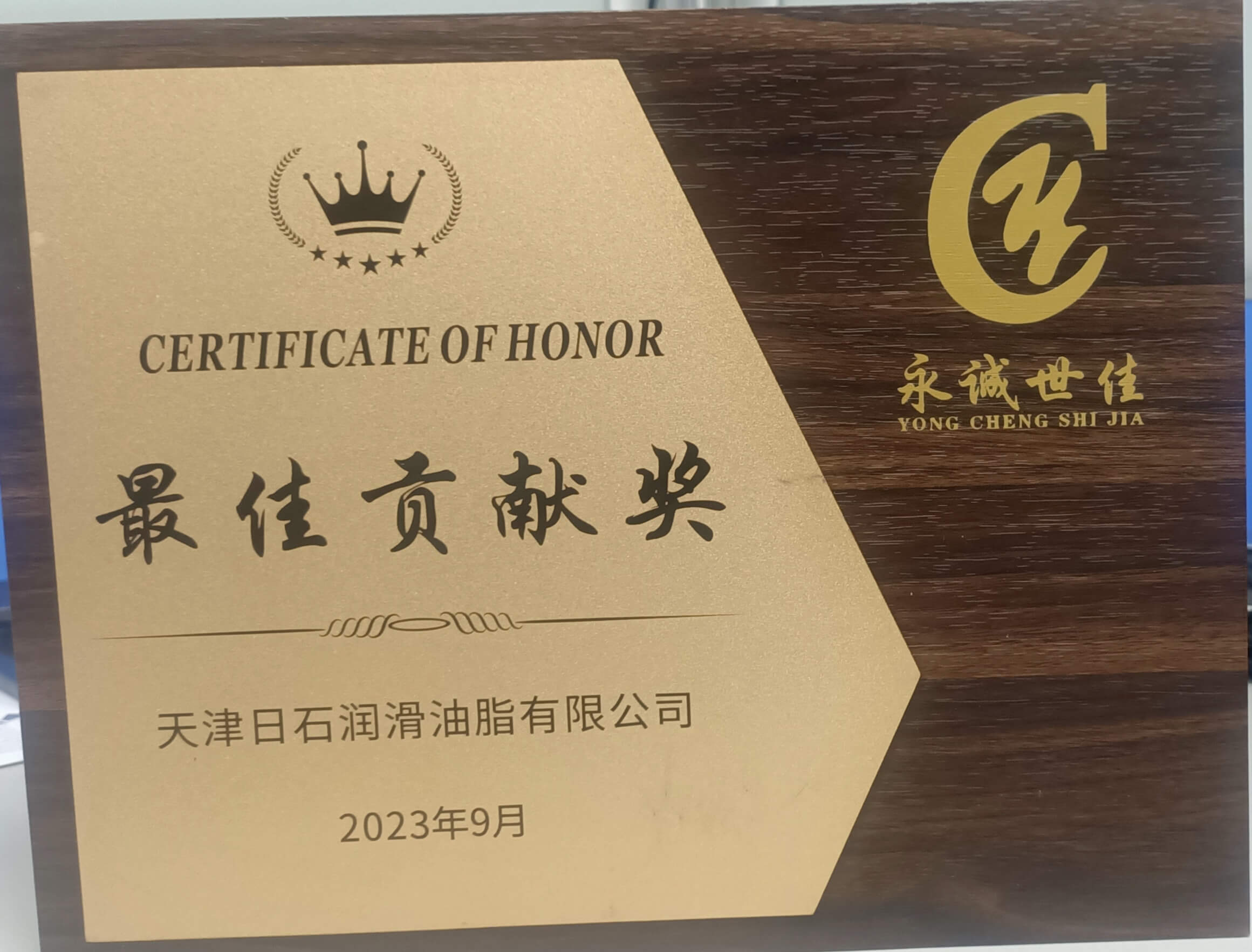 最佳贡献奖——永诚世嘉